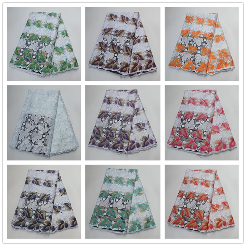 

New African lace fabrics French Water Soluble Lace With Stones And Beads Embroidered Lace 5 Yards/piece For women dresses