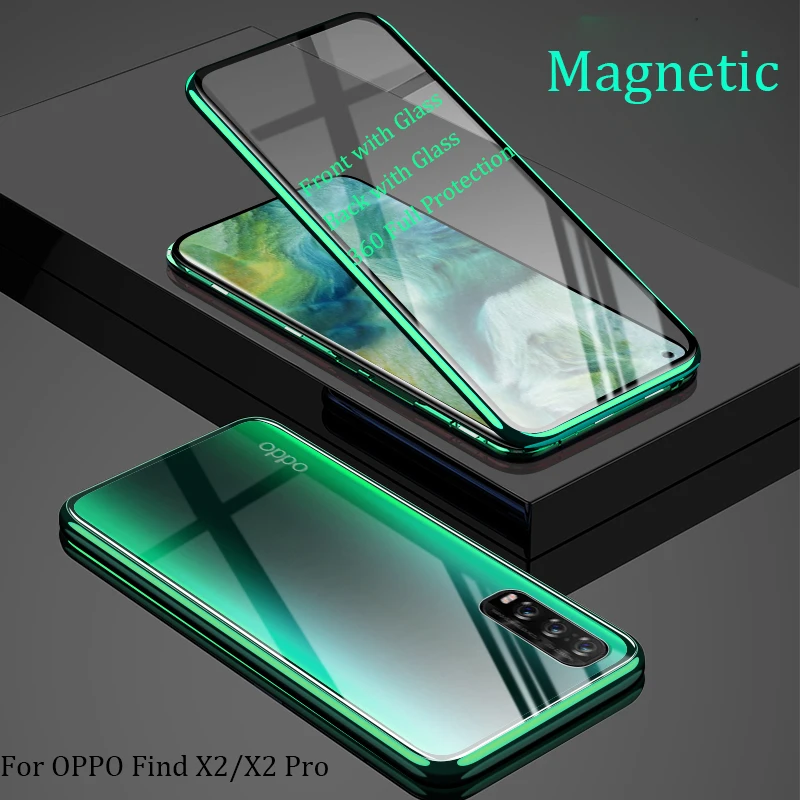 Чехол для OPPO Find X2 360 Передний + задний двусторонний чехол из закаленного стекла Pro