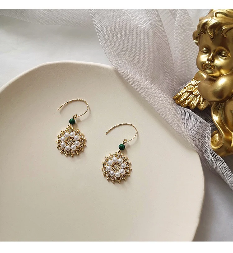 Высококачественные серьги французские ретро счастливый компас жемчужные