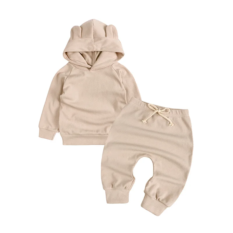 

MILANCEL 2022 Spring New Kids Suit Clothes Harem Pants Long-sleeved Pullover Cat Ear Shape Hooded Sweater Set