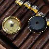 galiner golden mini cigar humidity temperature meter gauge round pocket cigar hygrometer for humidor case tobacco tools