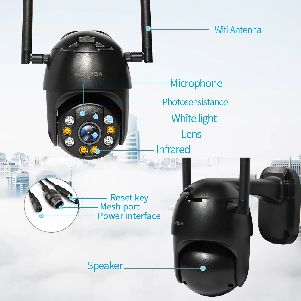

INQMEGA 4X Digital Zoom AI Human Detect Wireless Camera 1Inch WiFi Security CCTV Camera PTZ IP Camera Wifi Camera Outdoor