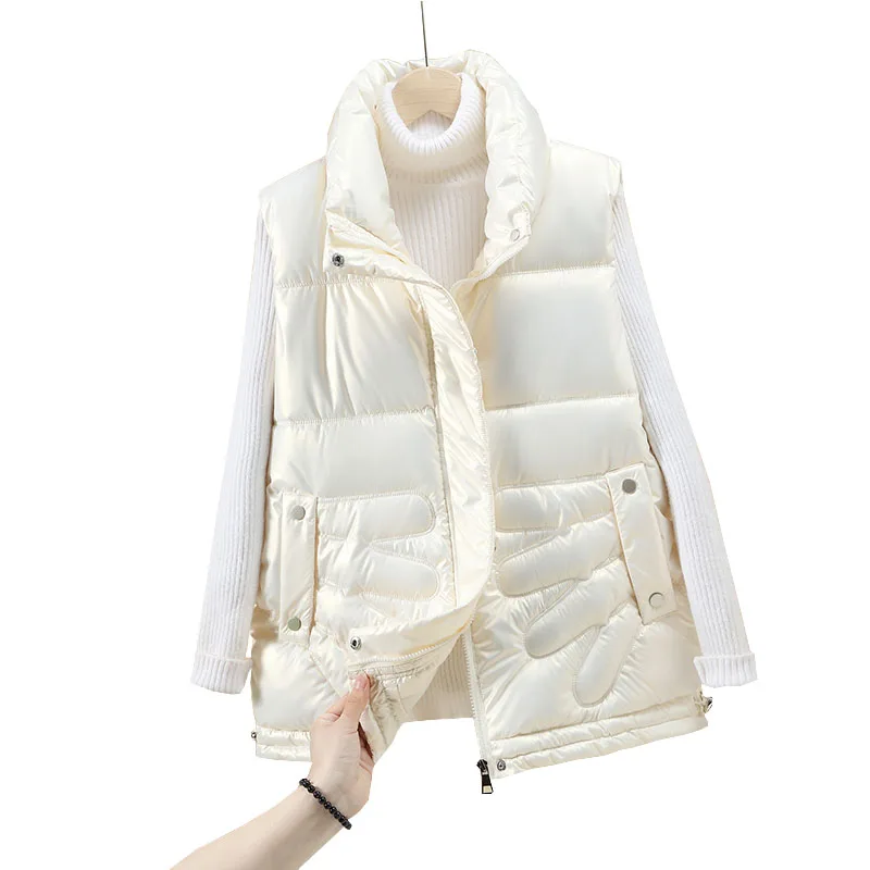 

Женский пуховой жилет из хлопка, Осень-зима 2022, новый яркий Свободный Топ, плотный теплый жилет без рукавов, женский жилет, куртка OK982