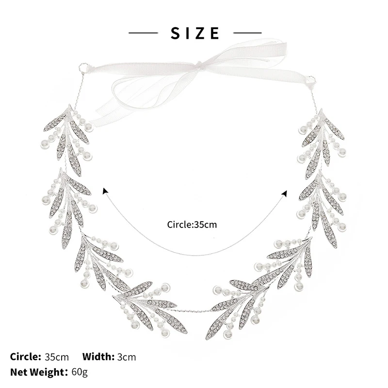 QYY Женская повязка Стразы голову горный хрусталь жемчужный серебряный цвет