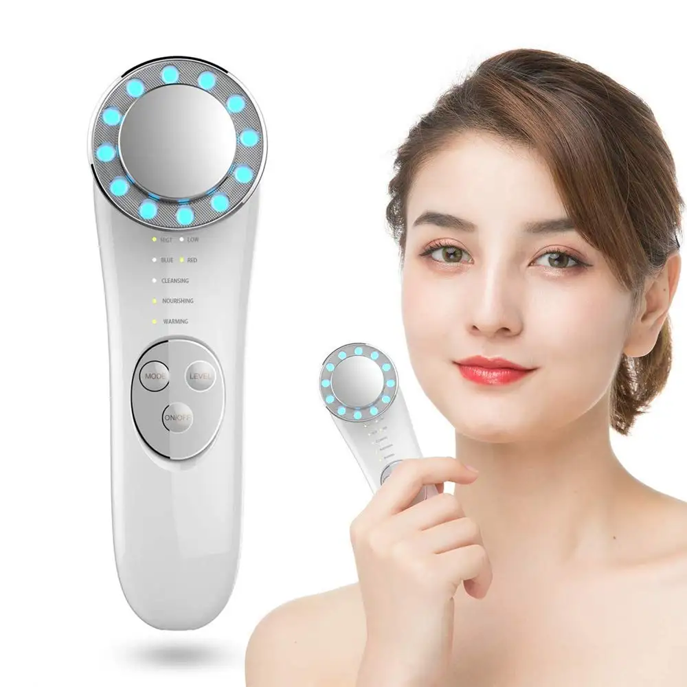 

7 in 1 Facial Massager High Frequency Machine Promote Face Cream Absorption LED Blue & Red Light Wave Lift & Firm Tighten Skin