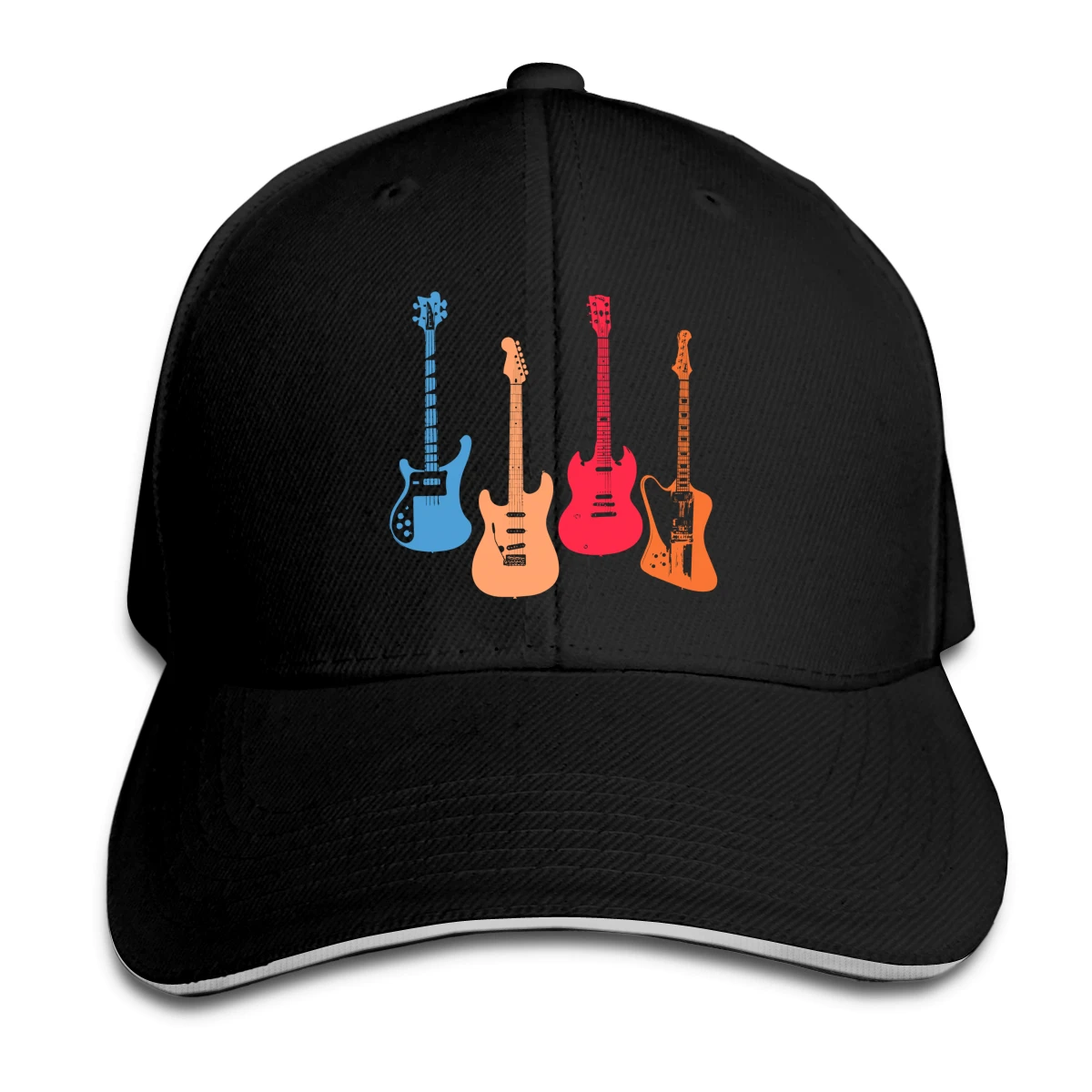 

Vintage Electric Guitar And Bass Hat Baseball Cap for Men Women Fashion Adjustable Sun Hat
