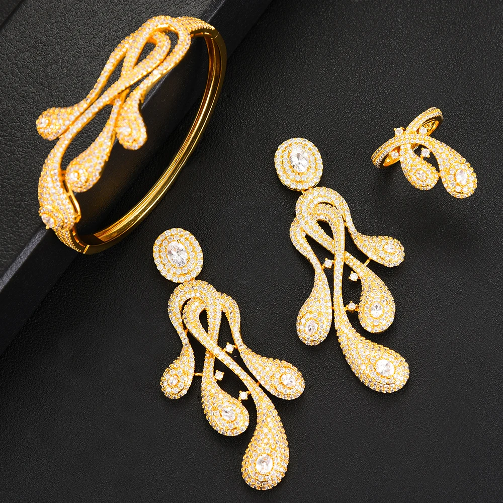 

GODKI Big Fashion Luxury 4PCS Peacock Tail Nigerian Jewelry Set For Women Wedding Zircon Indian African Bridal Jewelry Set 2020