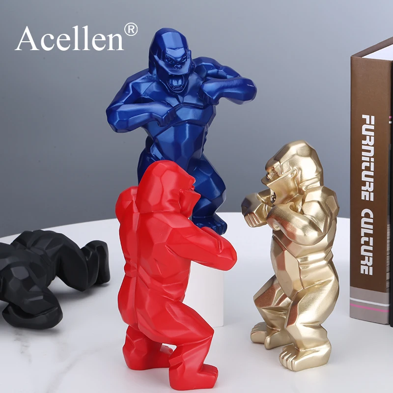 Горилла Геометрическая скульптура Смола обезьяна король конг домашний декор