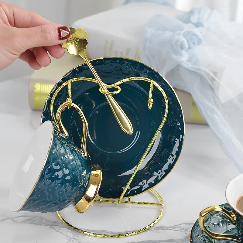 Зеленый креативный простой роскошный набор чашек и блюдца современный дизайн