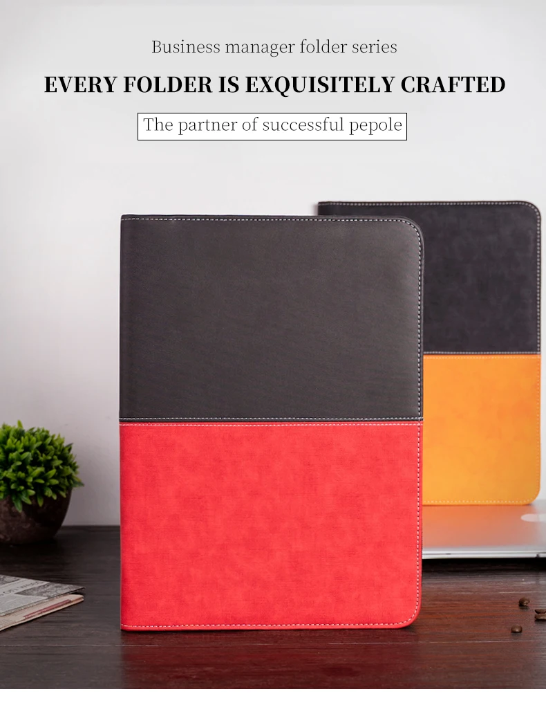 Папка для документов формата А4 из искусственной кожи с калькулятором на молнии