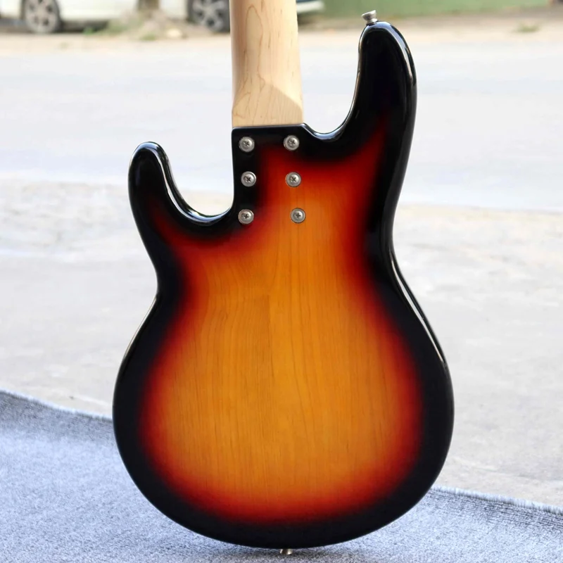 Sunburst Цвет 5 струнная электрическая бас-гитара глянцевый полный корпус из красного дерева болт на бас-гитаре ra