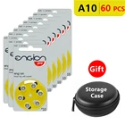 Аккумуляторы для слухового аппарата, Размер 10 za Engion Pro, упаковка из 60, желтая Tab PR70 1,4 В Тип A10 e10, цинковая воздушная батарея с коробкой для хранения