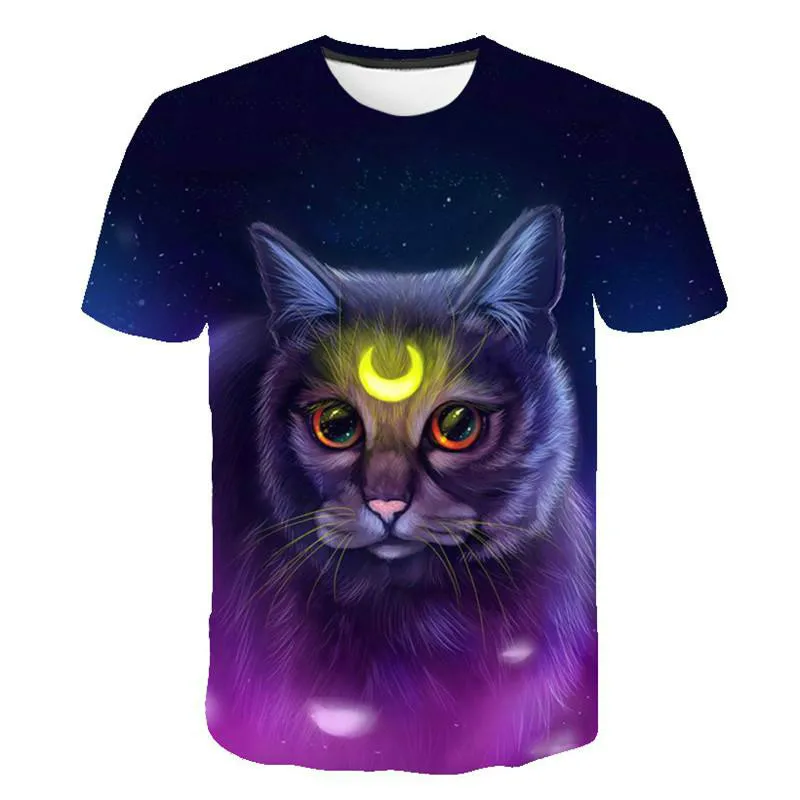 

Modern men's and women's T-shirts 3D cat print T-shirts Popular spring and summer short-sleeved T-shirts 2021 new trends