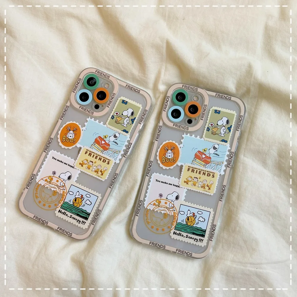 

Transparent Cartoon Stamp Pattern Soft Shell For iphone 11 12 13 Pro Max XS X XR 7 8 plus SE 2020 Cases Cover