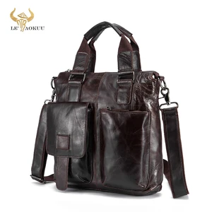 Мужской деловой портфель из натуральной кожи, Повседневная Сумка-Атташе для ноутбука 12 дюймов, сумка-тоут, маленькая сумка-мессенджер