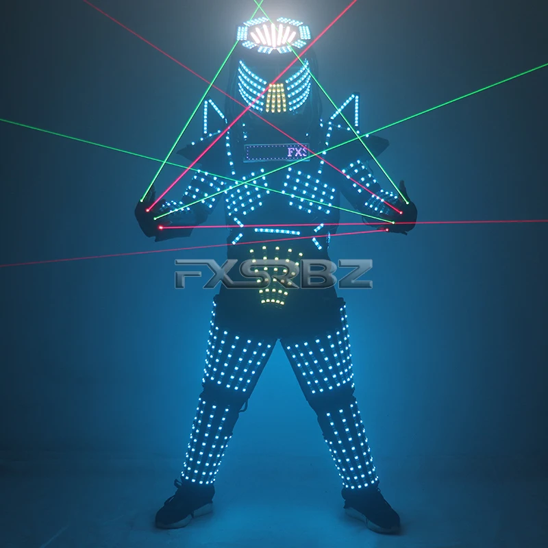 LED Robot Suit Costume Stage Dance RGB Luminous Armor Nightclub Bar Light Show Mechanical Clothes jacket |