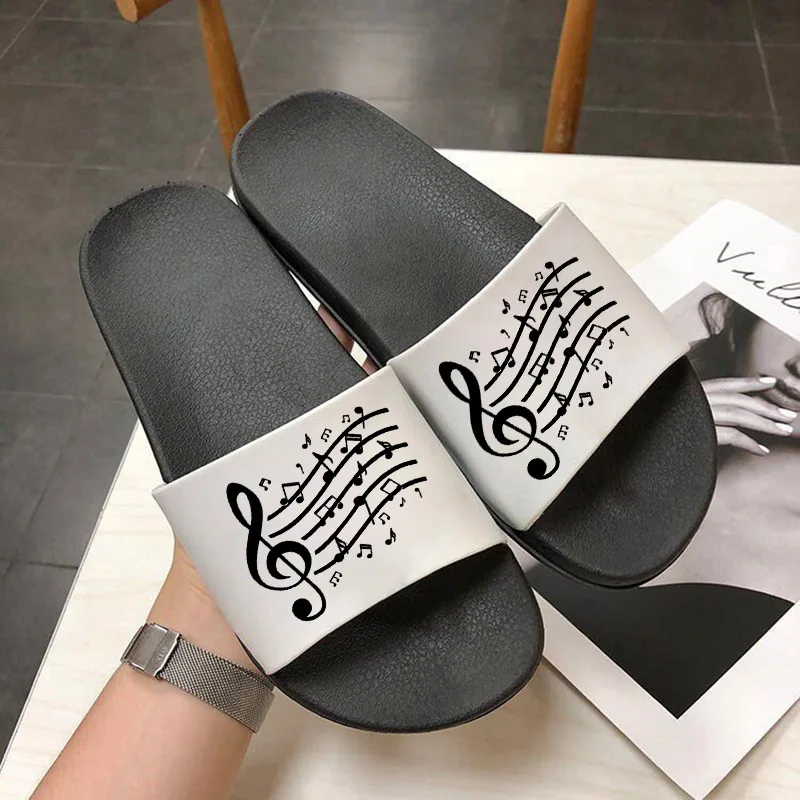 

Note Pattern Ladies Summer Sandals 2021 Women Slippers Fahsion Beach Comfortable Outdoor Open Toe Flip Flops