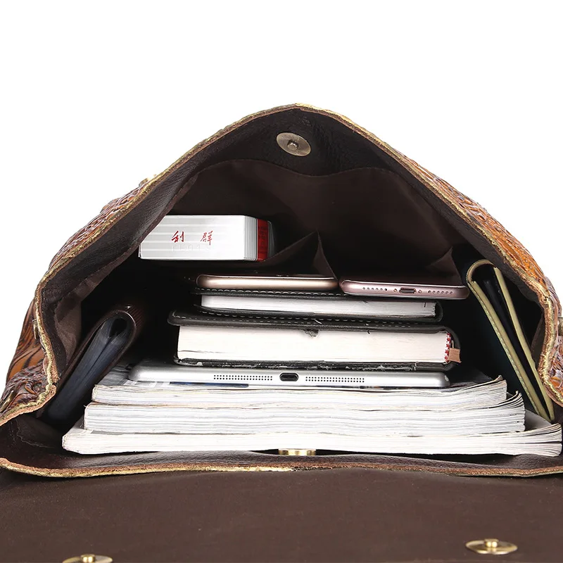 

Bestform 2021 New Vintage Genuine Leather Women Bag Floral Softback Zipper&Hasp Flap Pocket Soft Handle Embossing Backpack