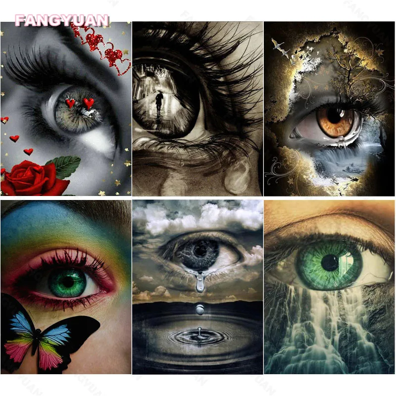 

5D Diy Diamond Painting Girl's Eyes Drawing Art Gift Pictures Og Rhinestones Butterfly Figure Cross Stitch Kits Home Decoration