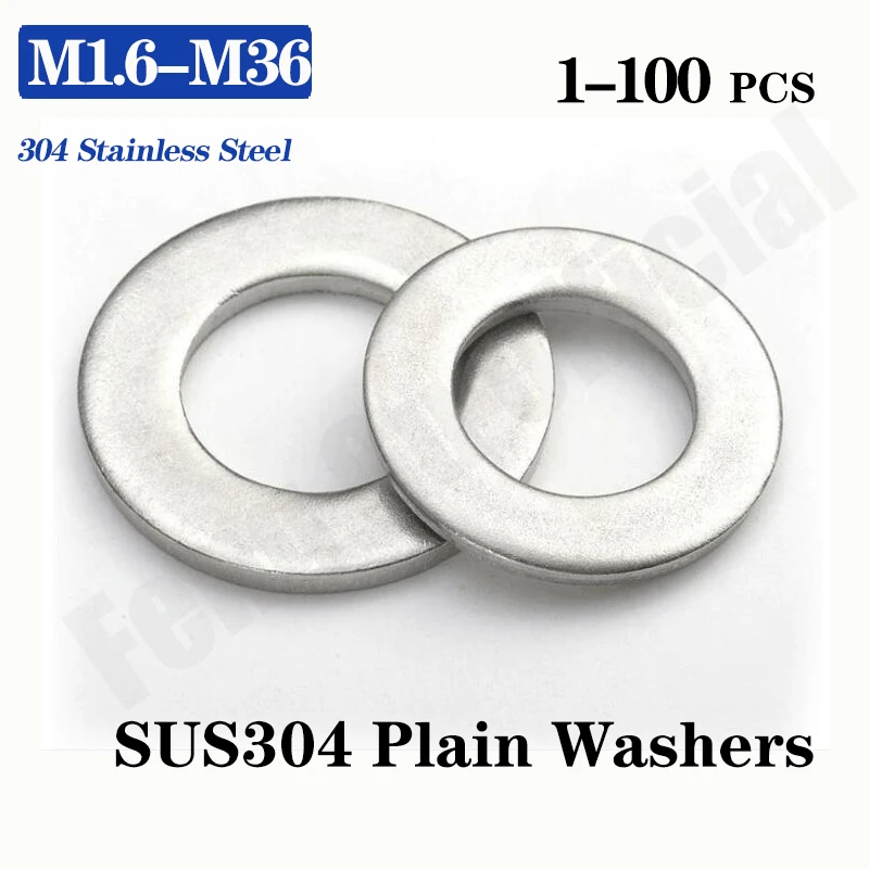 

DIN125 [M1.6-M36] 304 Stainless Steel Flat Machine Washer Plain Washer Gaskets A001