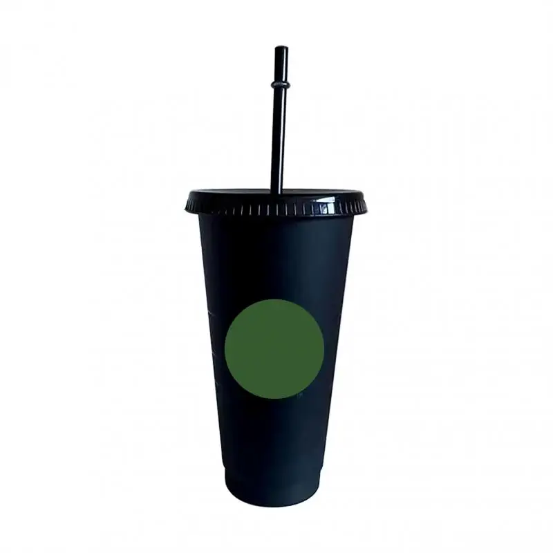 

700ml Cold Cup With Lid With Logo Color Changing Coffee Cup Reusable Straw Cup Plastic Tumbler Matte Finish Coffee Cup mugs