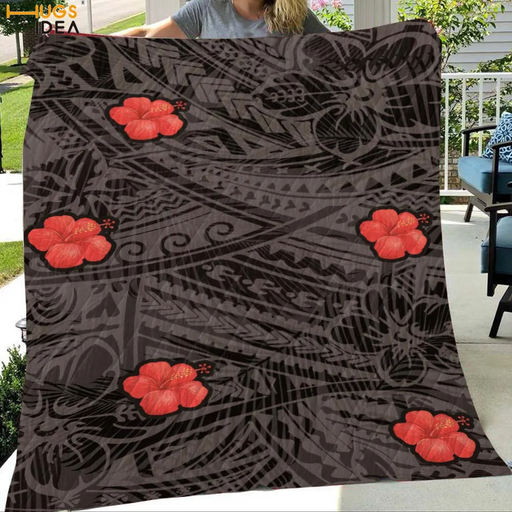 

HUGSIDEA Tropical Plumeria Vintage Printing Quilt Home Decor Customized Warm Air Conditioning Quilts Sofa Couch Soft Blankets