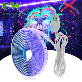 UV LED Strip Light 0.5M 1M 2M DC5V USB LED Ribbon Ultraviolet Backlight DIY Flexible USB LED Tape Lamp for DJ Fluorescence Party 1