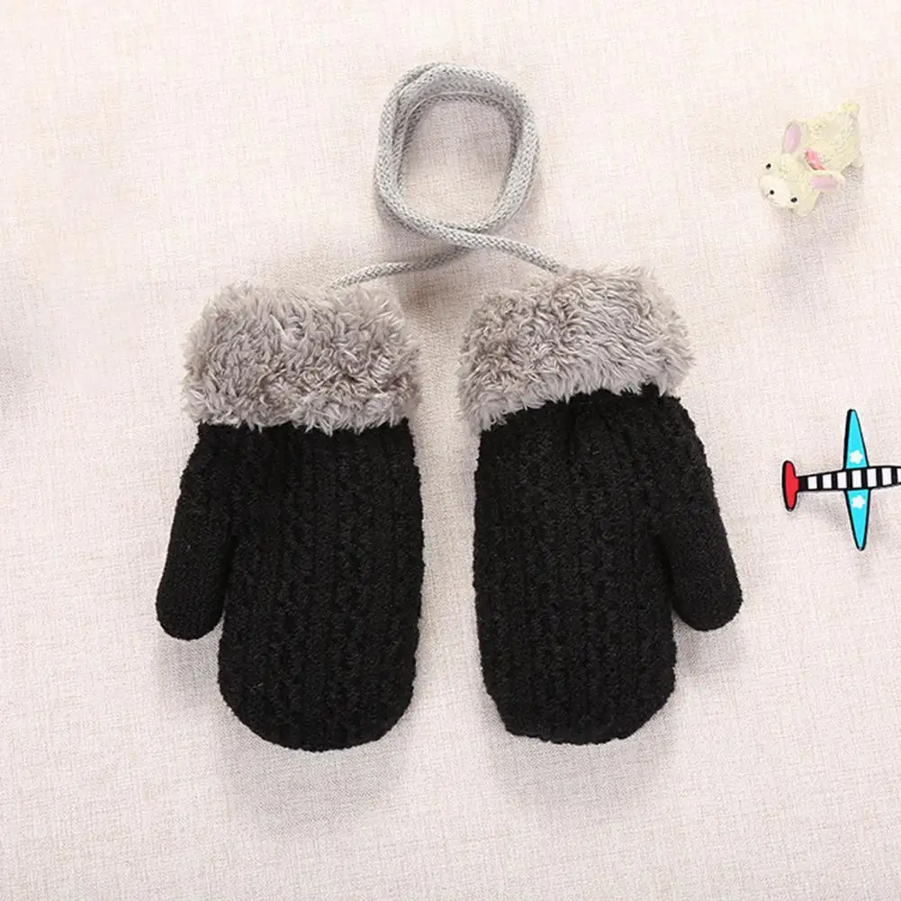 

Solid Color 1 Pair High Quality Heat Insulated Simple Knitted Gloves Long Lasting Knitted Mitten Skin-friendly for Boy
