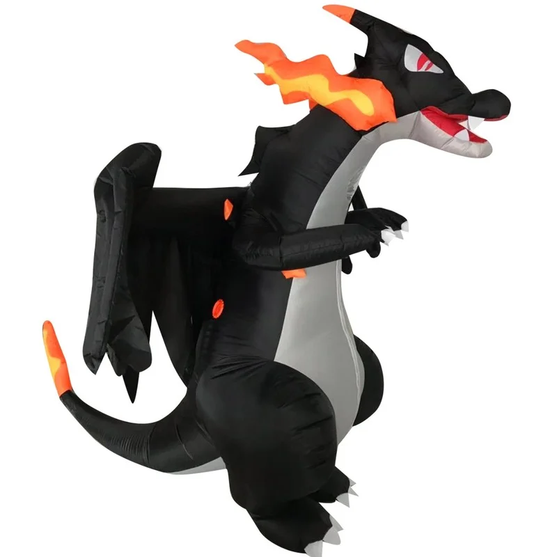 

Adult Mascot Costume Dinosaur Costume Halloween Fire Dragon and Wing Cosplay Blow Tyrannosaurus Cosplay Man Woman