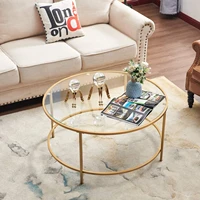 round coffee table gold modren accent table tempered glass side table home living room mirrored top gold frame decoration simple