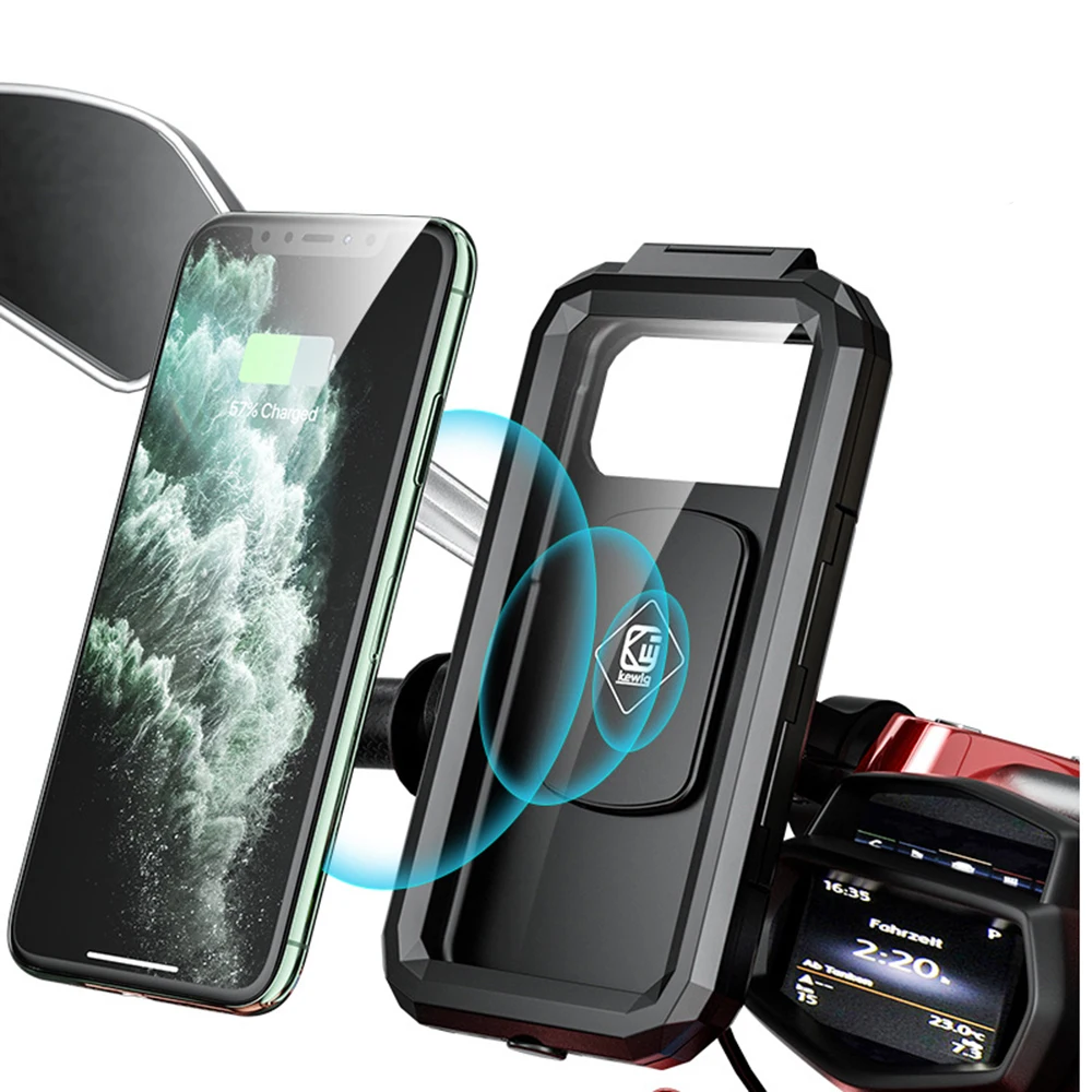 

Waterproof Case Phone Holder For Bicycle GPS Motorcycle QC3.0 Wireless Charger Holder Bike Mount Electric Scooter Mount Bracket