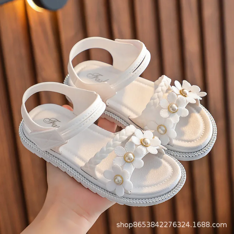 

Casual Non-slip Soft Kid Toddler Baby Shoes Summer Korean Little Children's Girls Princess Open Toe Beach Sandals