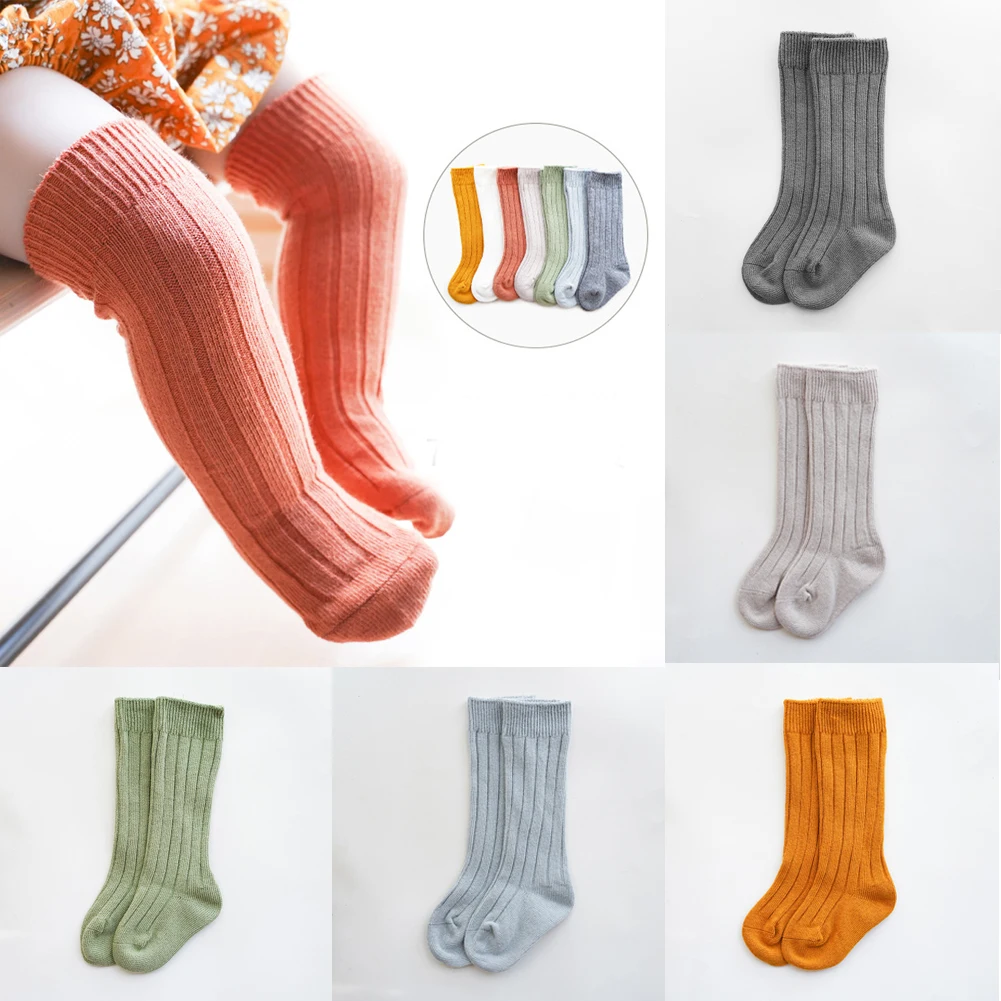 

Baby Girls Boys Fashion Solid Knee High Stockings 0-5Y Kids Children Spring Fall Casual Knitted Stretchy Long Socks