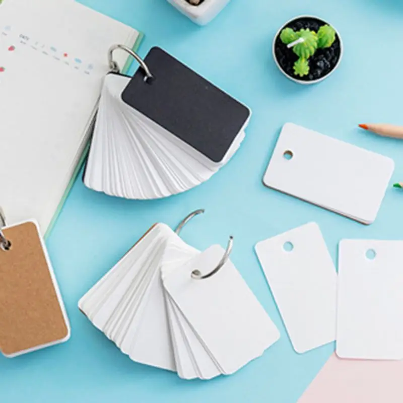 

Simple DIY Index Cardboard Cover Blank Paper Card Memo Pad Bookmark Binder Rings