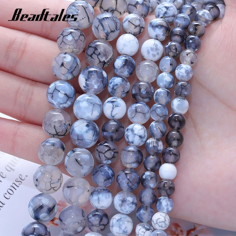 

Natural Stone Black White Agate Beads Round Loose Beads For Jewelry DIY Making Bracelet Accessories 6/8/10mm 15" Beadtales