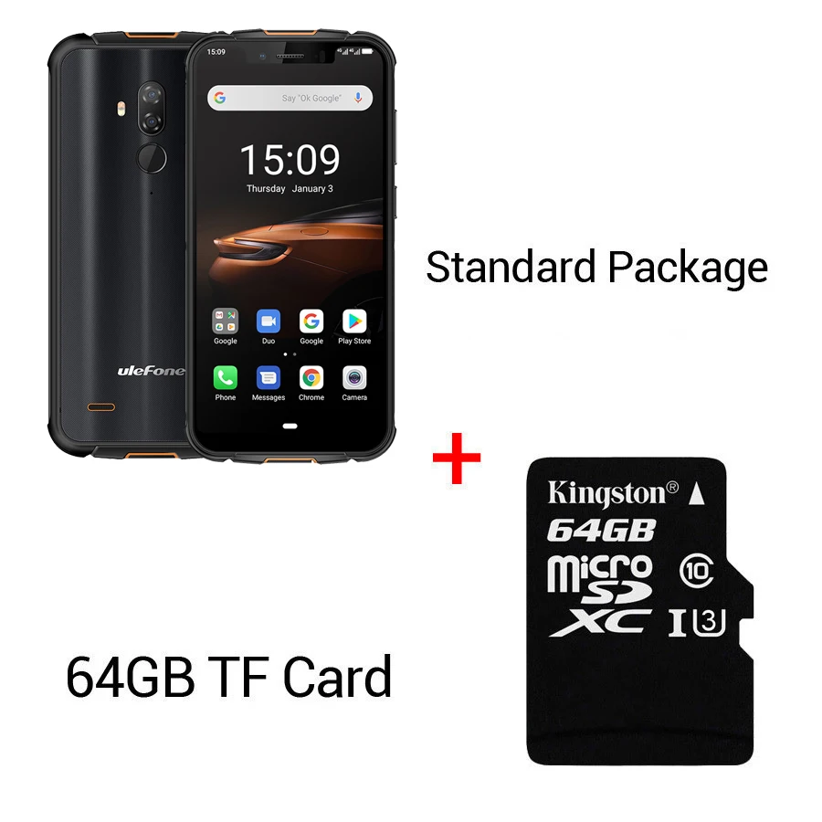 Ulefone Armor 5S 5,85 ''водонепроницаемый IP68 NFC прочный MT6763 Otca-core Android 9,0 4 Гб+ 64 Гб Беспроводная зарядка 4G LTE мобильный телефон - Цвет: Black N 64GB Card