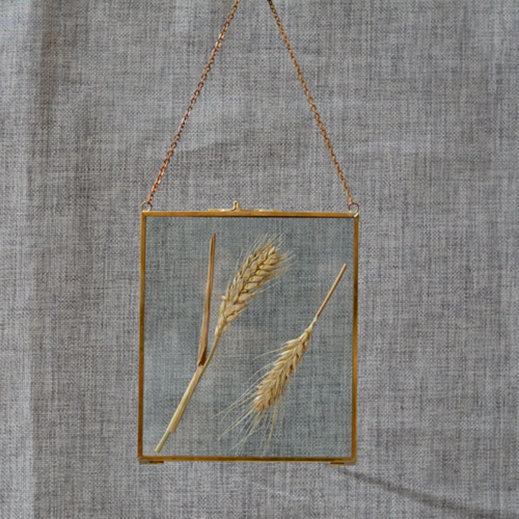 Античная латунная Стеклянная фоторамка с подвеской в виде цепи Ретро