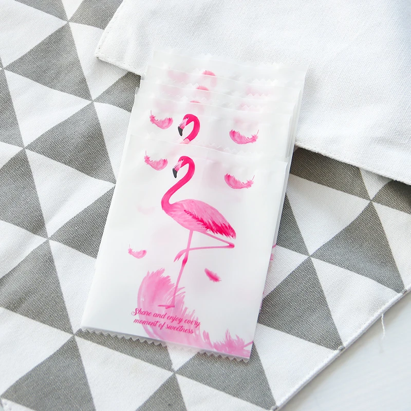 2019 фламинго Зеленый лист 7*9 см пакет для упаковки печенья и конфет пластиковая