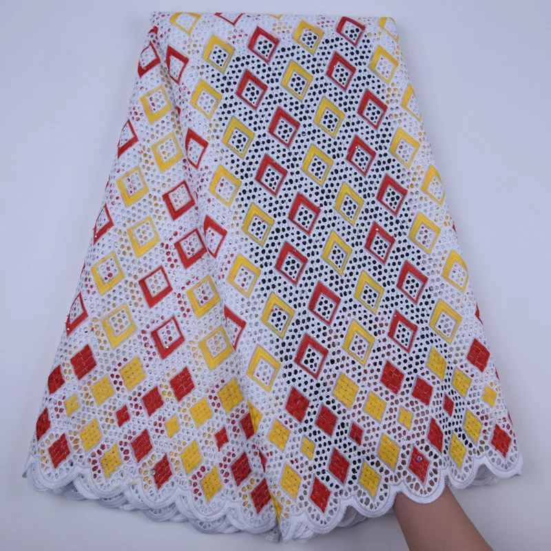 Африканская Хлопковая белая кружевная ткань Высококачественная швейцарская