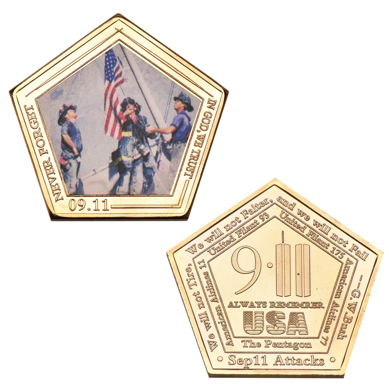 Coin 5 WR США память металлическая позолоченная монета американский герой 11 сентября вызов монета памятная США Золотая монета для сувенира - Цвет: Coin 5