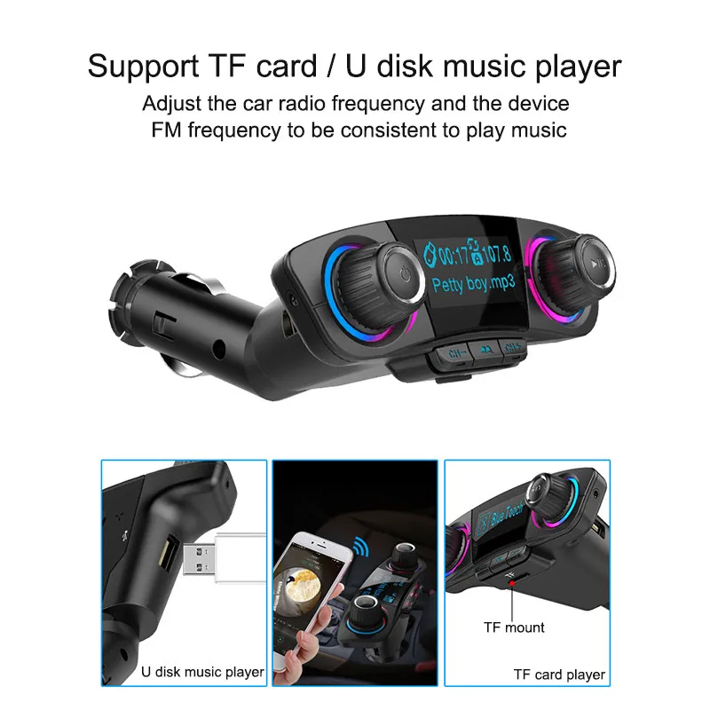 Автомобильный FM-трансмиттер беспроводной Bluetooth с двумя USB-портами 2 1 А |