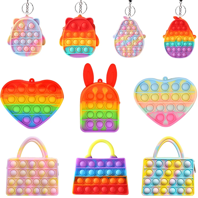 

New Mini handbag Popet Push Bubble Fingertip Toys Children Anti-Stress Bag Adult Decompression fitjet Toys Poppite pencil case
