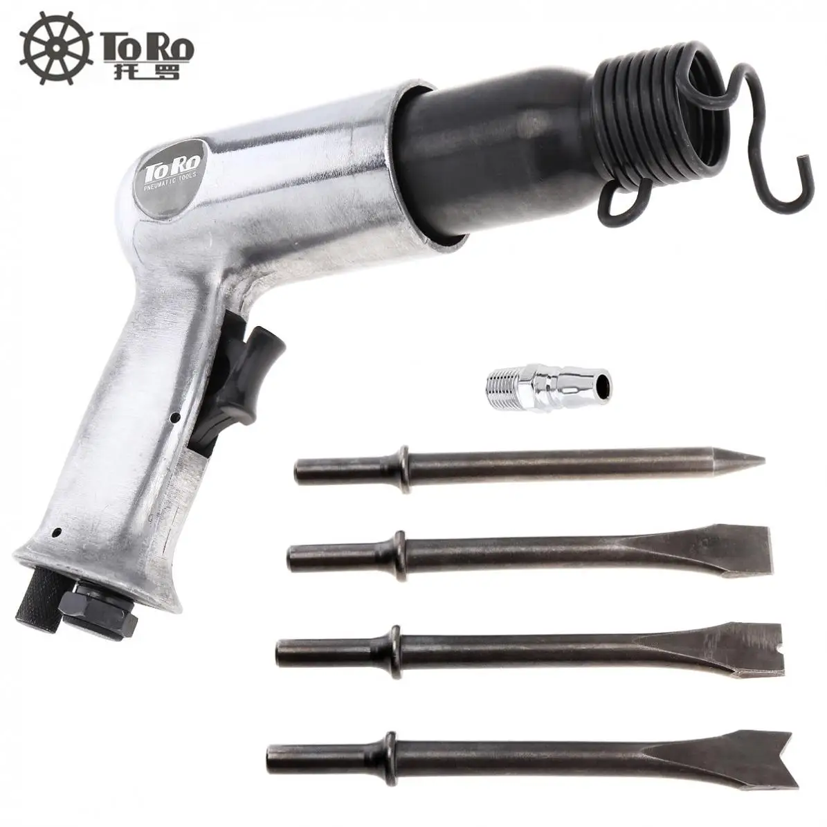 Air Hammer Professional Handheld Pistol Gas Shovels Small Rust Remover Pneumatic Tools with 4 Chisels set  9190 190mm