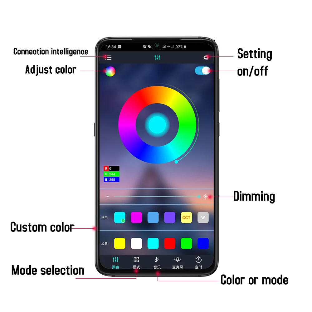 Светодиодный ная подсветка RGB для салона автомобиля беспроводной светильник