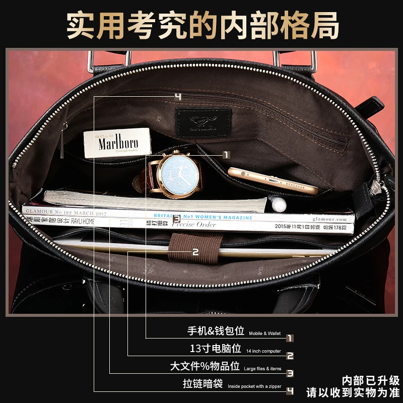 Men's Bag Business Cattle Leather Bag Shoulder Bag Messenger Bag Men's Handbag Genuine Leather Men's Briefcase Backpack