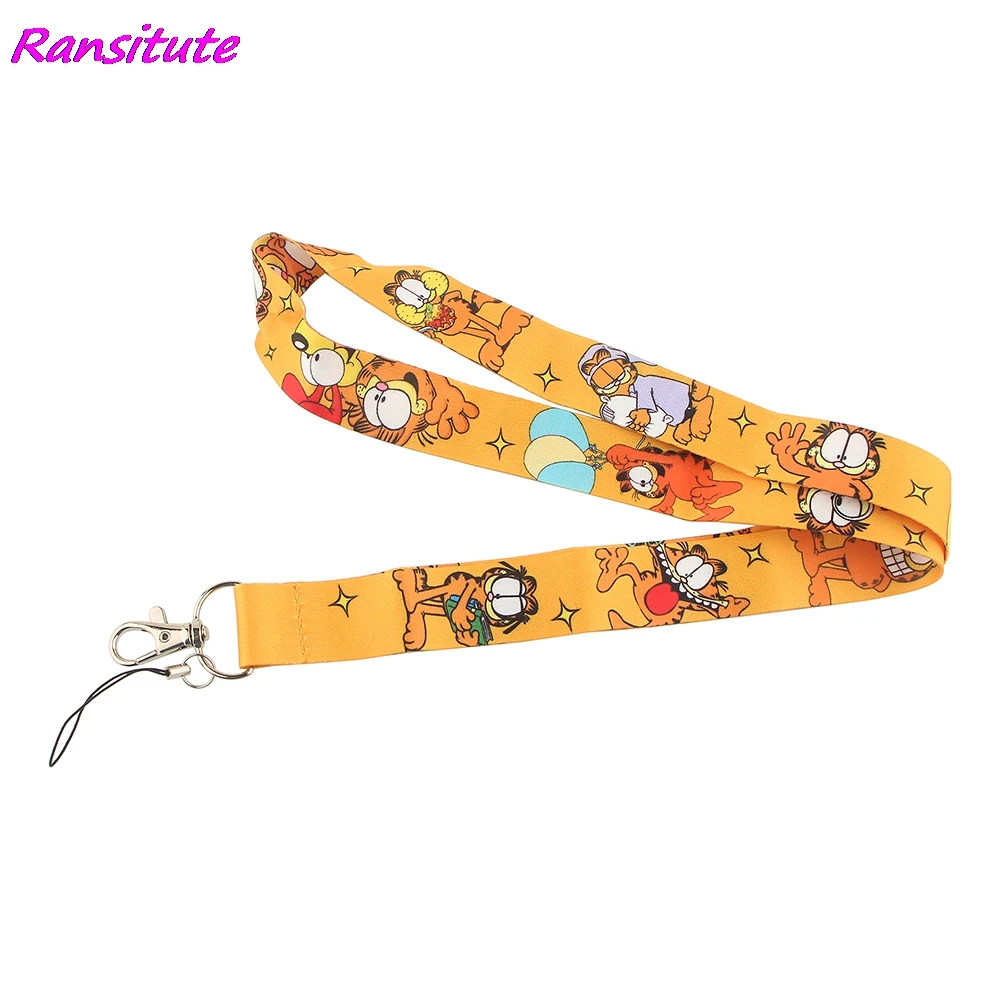 

Ransitute R1495 Yellow Cat Creative Lanyard Card Holder Student Hanging Neck Phone Lanyard Badge Subway Access Card Holder