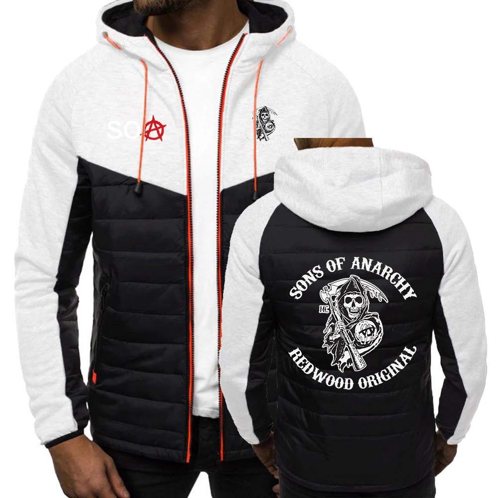 

Sons Of Anarchy Hoodies For Man Print SOA Hooded Jackets Zipper Spring Autumn SAMCRO Padded Men Popular Coats Sport Tops