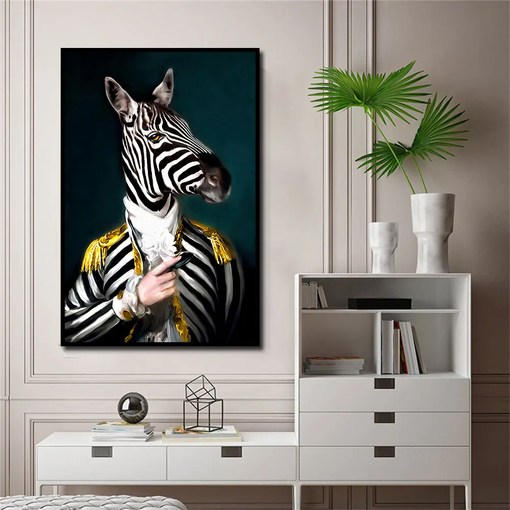 

Zebra Wear Dress Wall Art Canvas Painting Modern Funny Abstract Style Posters And Prints Pictures For Living Room Home Decor