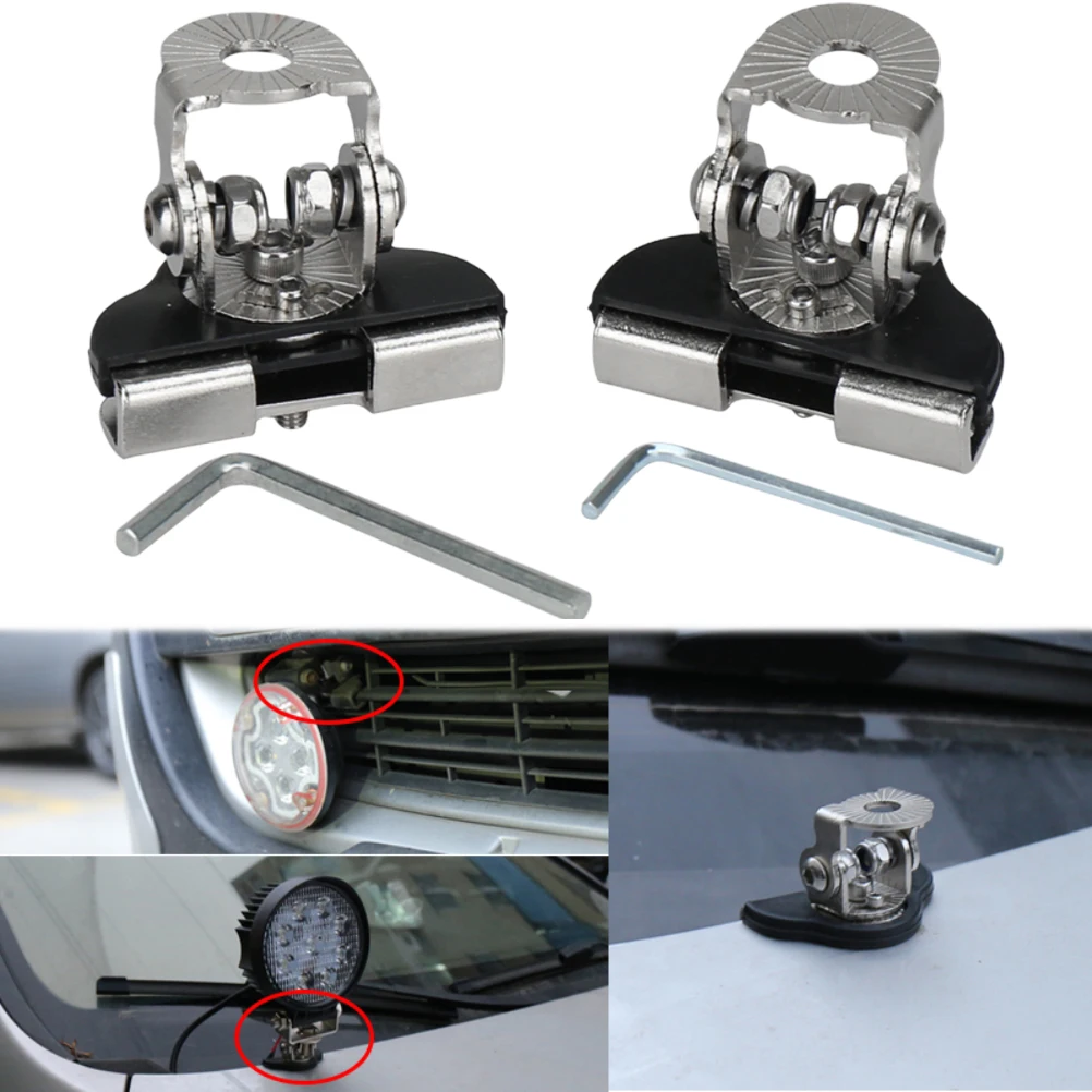 

2PCS Stainless Steel Car Hood Headlight Bracket Pillar Hood Mount Rotatable Bracket Headlight Holder Support Non-Slip Accessorie