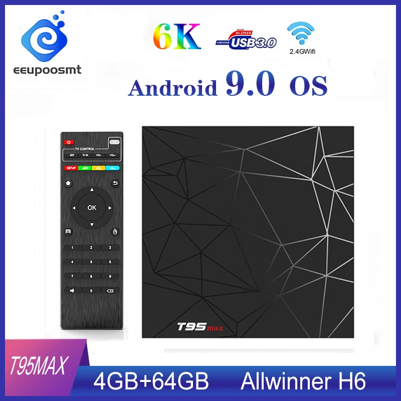 ТВ приставка T95 Max на Android 9 0 4 + 32/64 ГБ ядра 6K HDR Wi Fi 2 ГГц|ТВ-приставки и медиаплееры| |